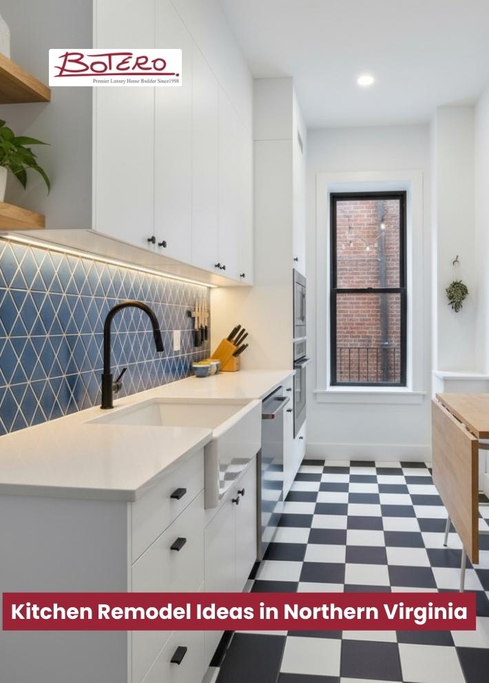 Stylish narrow kitchen design in a Northern Virginia home