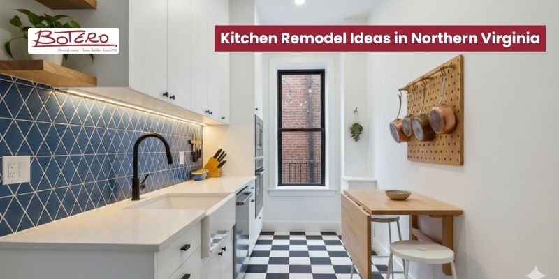 Stylish narrow kitchen design in a Northern Virginia home