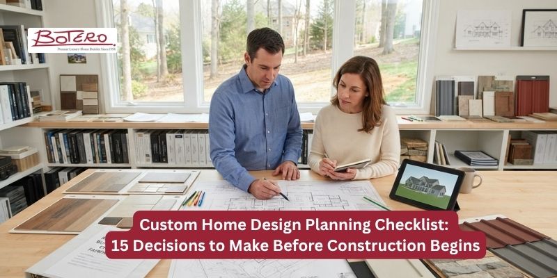Custom home design planning checklist covering 15 essential decisions before construction begins
